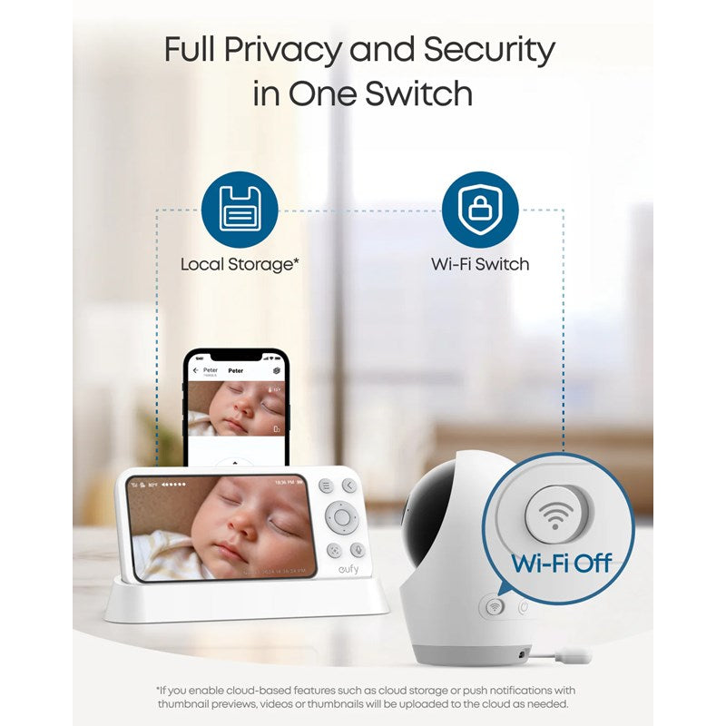 Eufy Baby Monitor E21 4K Wi-Fi Pan & Tilt - White Eufy Baby Monitor E21 4K Wi-Fi Pan & Tilt - White